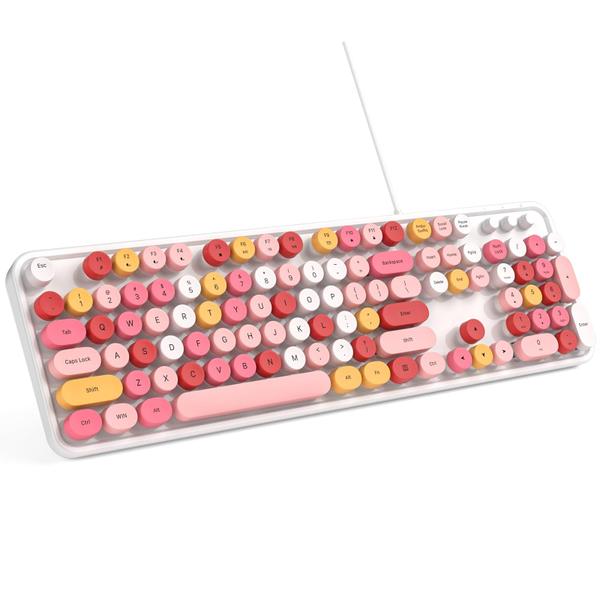 Imagem de Teclado Mecânico Retro MOWUX - Com Fio USB - Design Redondo