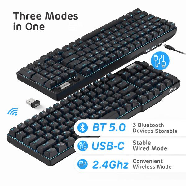 Imagem de Teclado mecânico RK ROYAL KLUDGE RK96 90% 96 teclas BT5.0