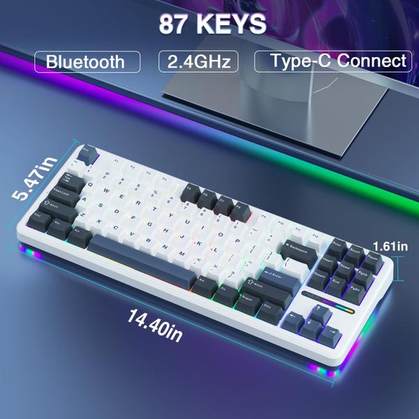 Imagem de Teclado mecânico sem fio AULA F87 75% TKL Gasket Custom