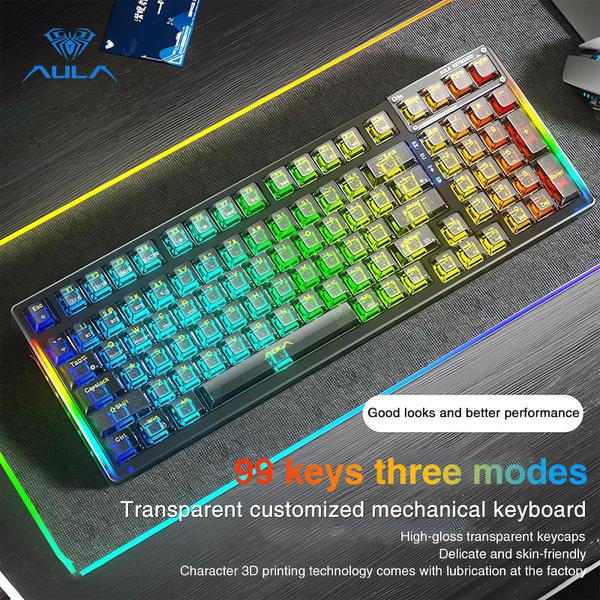 Imagem de Teclado mecânico sem fio AULA F98 99 teclas RGB retroiluminado