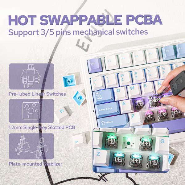 Teclado mecânico sem fio EPOMAKER x Aula F99 Branco Imagem de Teclado mecânico sem fio EPOMAKER x Aula F99 Branco
