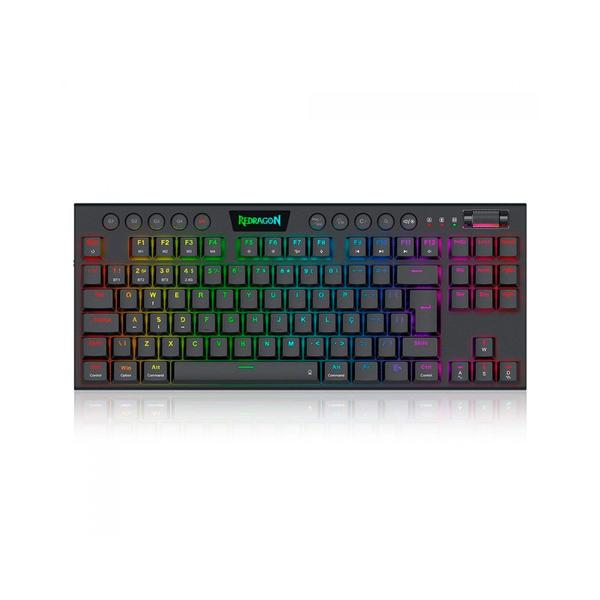 Imagem de Teclado Mecânico sem Fio Gamer Redragon Horus Pro, RGB, Wireless e Bluetooth, Switch Brown, ABNT2, K621RGB-PRO (PT-Brown)