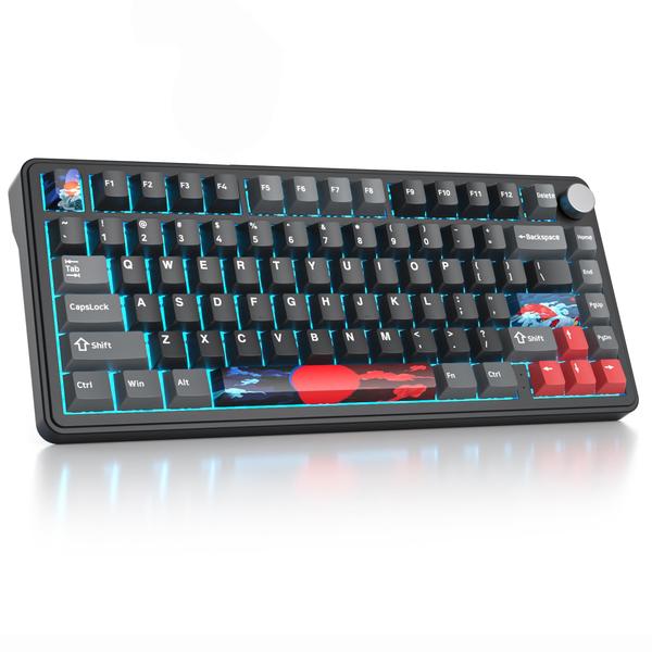 Imagem de Teclado mecânico sem fio para jogos surmen M75 75% cremoso