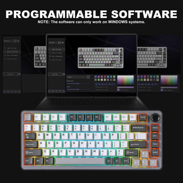 Imagem de Teclado mecânico sem fio YUNZII B75 PRO com botão RGB