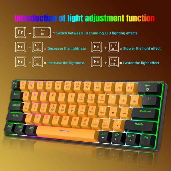 Imagem de Teclado mecânico Snpurdiri 60% com fio com 61 interruptores marrons