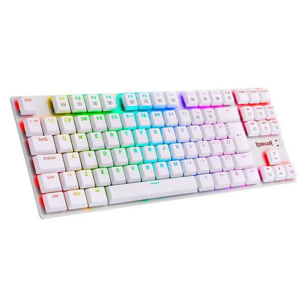 Imagem de Teclado mecanico usb gamer aps tkl rgb switch blue redragon k607w-rgb branco