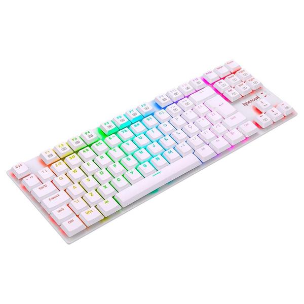 Imagem de Teclado mecanico usb gamer aps tkl rgb switch blue redragon k607w-rgb branco