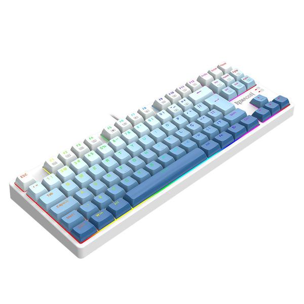 Imagem de Teclado mecanico usb gamer daksa rgb switch brown redragon k576gb-rgb branco e azul