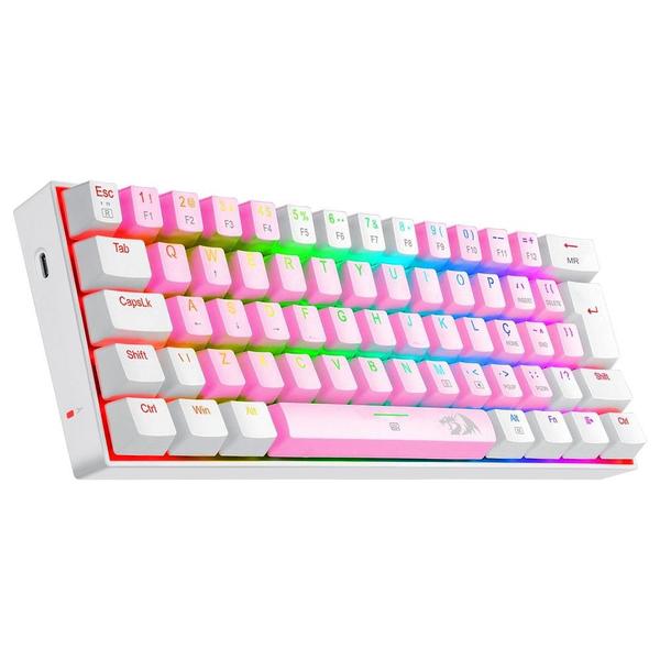 Imagem de Teclado mecanico usb gamer dragonborn switch azul redragon k630pw-rgb rosa e branco