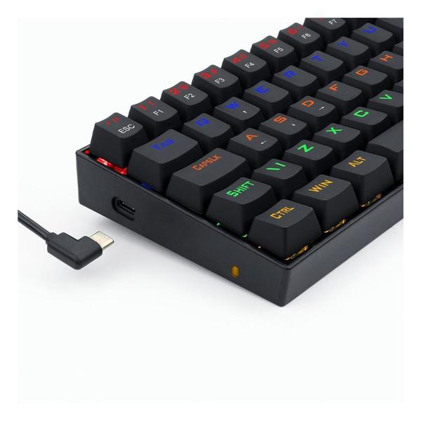 Imagem de Teclado mecanico usb gamer lakshmi rainbow switch black redragon k606r preto