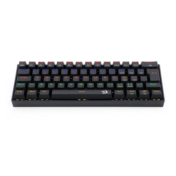 Imagem de Teclado mecanico usb gamer lakshmi rainbow switch black redragon k606r preto