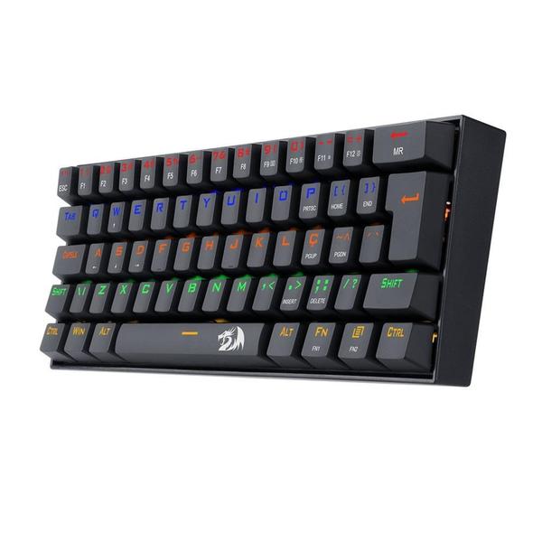 Imagem de Teclado mecanico usb gamer lakshmi rainbow switch black redragon k606r preto