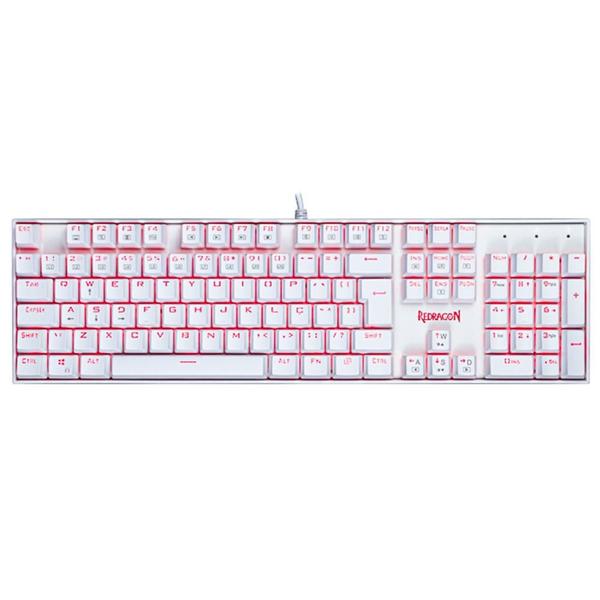 Imagem de Teclado mecanico usb gamer mitra led vermelho switch brown redragon k551w branco