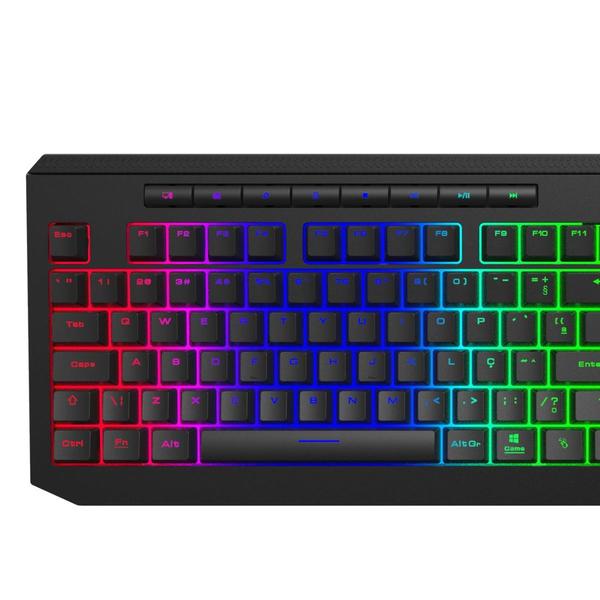 Imagem de Teclado Membrana Gamdias ARES P2A Preto  Com RGB ABNT2 PT-BR