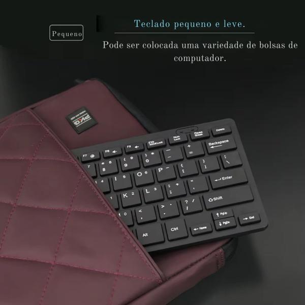 Imagem de Teclado Mini Preto Português Brasil Usb Abnt2 Notebook e Pc