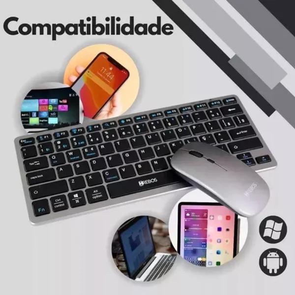 Imagem de Teclado+mouse Brushed Black Wireless Desing Moderno Hs-525k