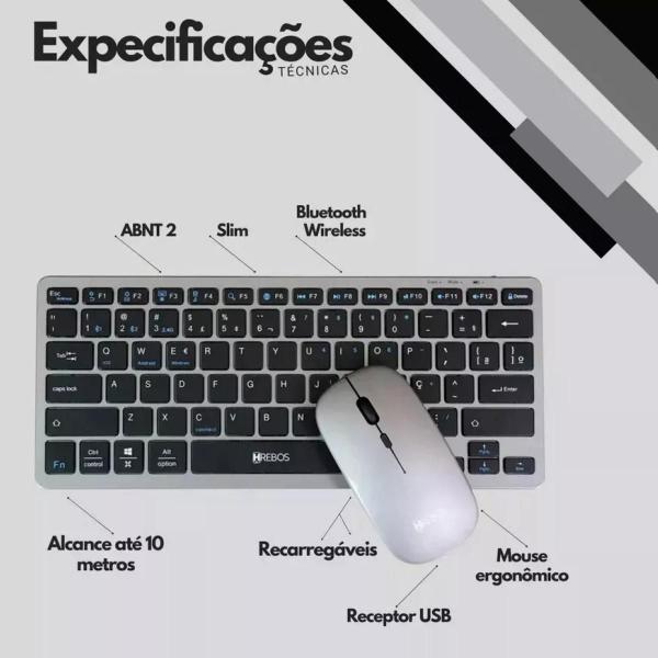 Imagem de Teclado+mouse brushed black wireless desing moderno hs-525k