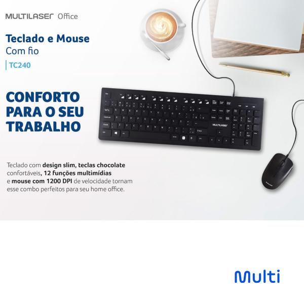 Imagem de Teclado Mouse Chocolate Macio Multimidia Fio Silencioso USB