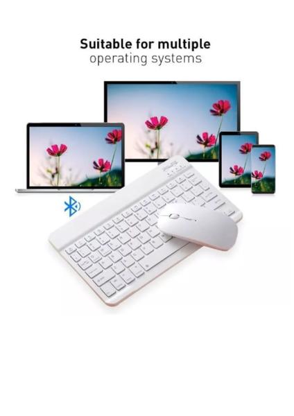 Imagem de Teclado Mouse Sem Fio Recarregável Bluetooth com suporte para Tablet/Cel