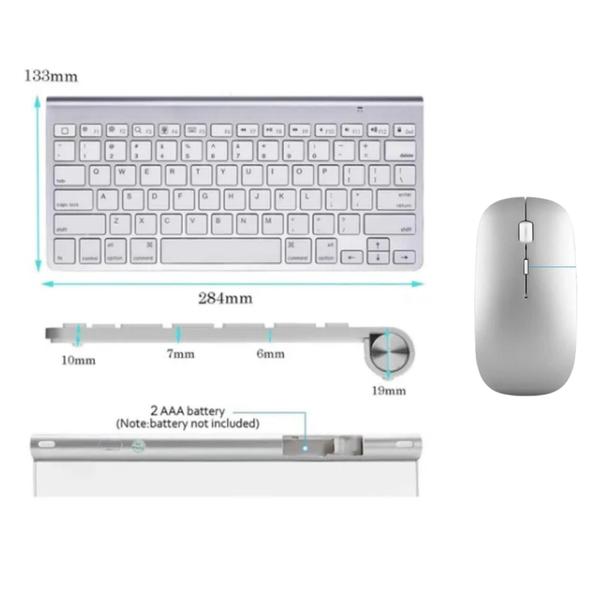 Imagem de Teclado + Mouse Sem Fio Wireless Para Tablet Samsung S6 Lite P615