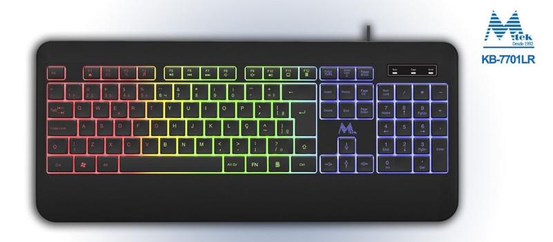 Imagem de Teclado Mtek KB-7701LR USB Gaming Rainbow Esp Pret