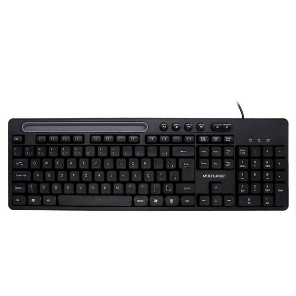 Imagem de Teclado Multimídia Multilaser Office TC262 USB C/ Apoio Smartphone - Preto