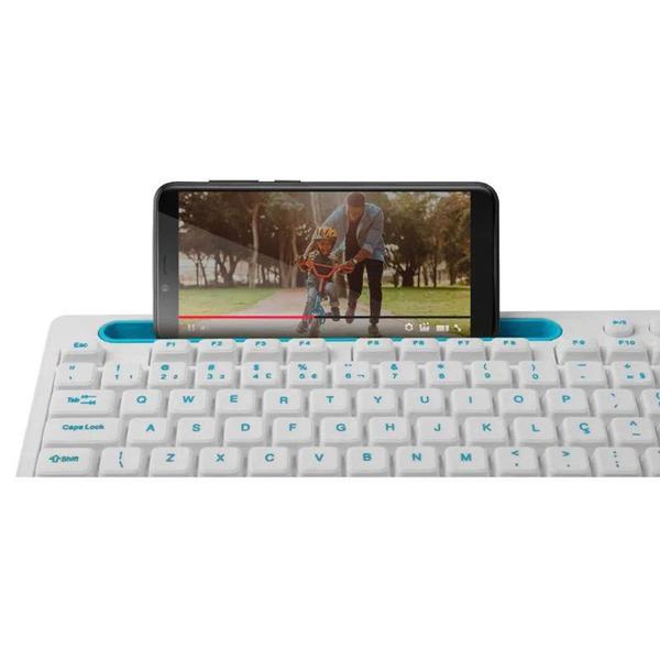 Imagem de Teclado Multimídia Office Usb Branco Apoio Para Smartphone - Multilaser