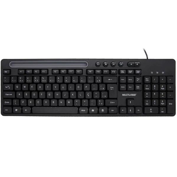 Imagem de Teclado Multimidia Office Usb Preto Com Apoio Para Smartphone Tc262 F018