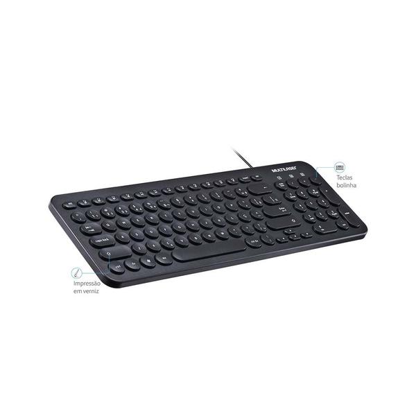 Imagem de Teclado Multimídia Teclas Redondas Preto USB Multilaser - TC234