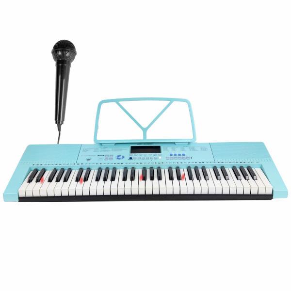 Imagem de Teclado Musical 61 Teclas Iluminadas 300 Ritmos para Aprendizagem MXT + Microfone