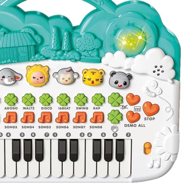 Imagem de Teclado Musical Brinquedo Educativo Som Animais Luz Música - DM TOYS