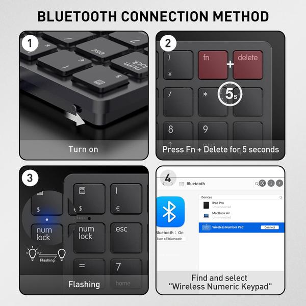 Imagem de Teclado numérico Bluetooth com teclado numérico sem fio preto