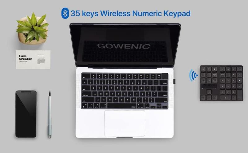 Imagem de Teclado numérico sem fio GOWENIC 35 teclas Bluetooth recarregável