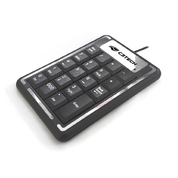 Imagem de Teclado Numerico USB KN-11BK C3Tech, Qtde Botões 19, Tecla Membrana, Cabo 1.2 m, 8 milhões de acionamentos