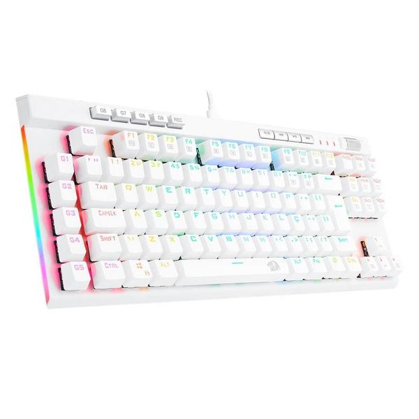 Imagem de Teclado Óptico Gamer Redragon Magic-Wand PRO RGB, RGB, Switch Azul, ABNT2, 12 Teclas Multimídia, Branco - K587W-RGB-PRO (PT-BLUE)