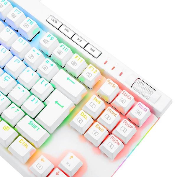 Imagem de Teclado Óptico Gamer Redragon Magic-Wand PRO RGB Switch Azul, ABNT2, Branco