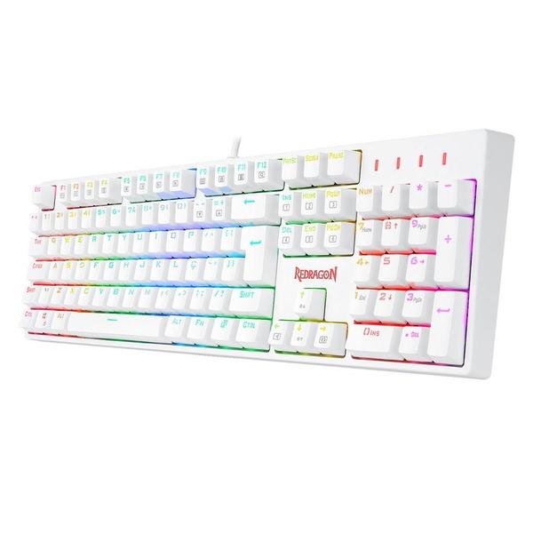 Imagem de Teclado Óptico Gamer Redragon Surara Pro RGB, Switch Marrom, ABNT2, Keycaps ABS Doubleshot, Branco - K582W-RGB-PRO (PT-BROWN)