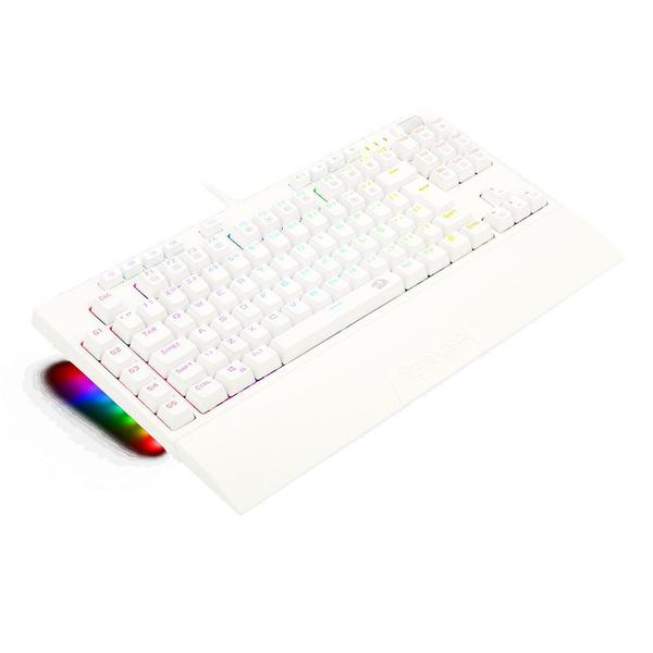 Imagem de Teclado Óptico Mecânico Redragon Broadsword Pro, RGB, Switch Azul, ABNT2, Branco