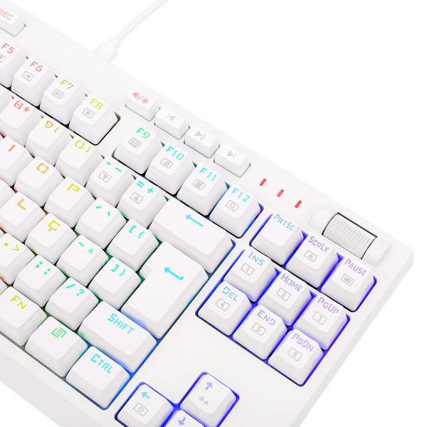 Imagem de Teclado Óptico Mecânico Redragon Broadsword Pro, RGB, Switch Azul, ABNT2, Branco