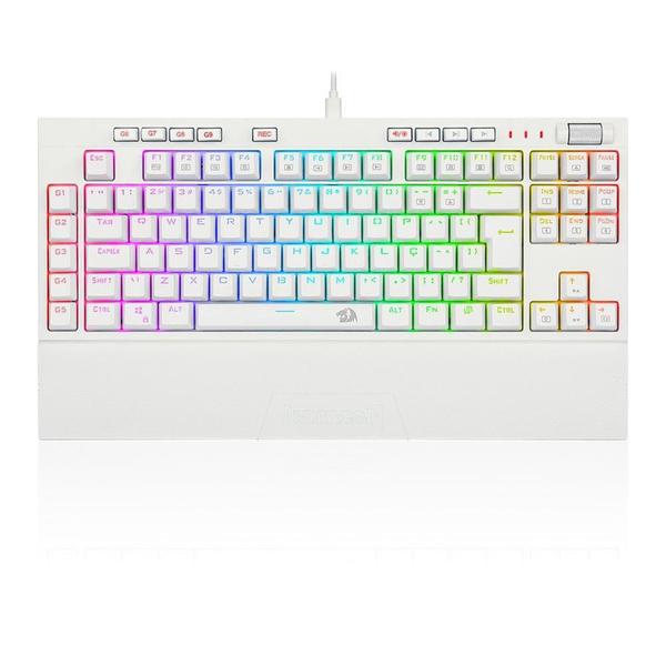 Imagem de Teclado Óptico Mecânico Redragon Broadsword Pro, RGB, Switch Red, ABNT2, Branco - K588W-RGB-PRO (PT-