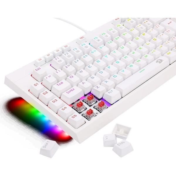 Imagem de Teclado Óptico Mecânico Redragon Broadsword Pro, RGB, Switch Red, ABNT2, Branco - K588W-RGB-PRO (PT-