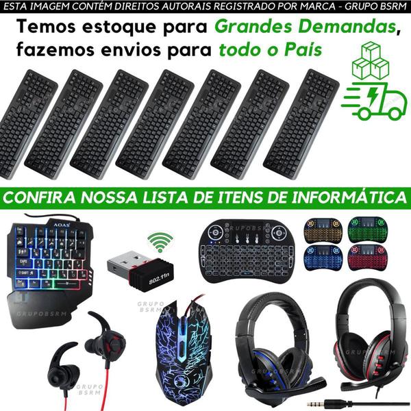 Imagem de Teclado Para Computador PC Notebook Sem Fio USB Com Mouse Keyboard 2.4 GHz ABNT2 Ergonomico Linguage