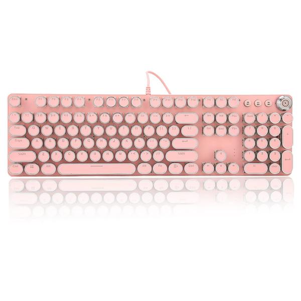 Imagem de Teclado para jogos Acogedor Pink Punk Mechanical com luz de fundo