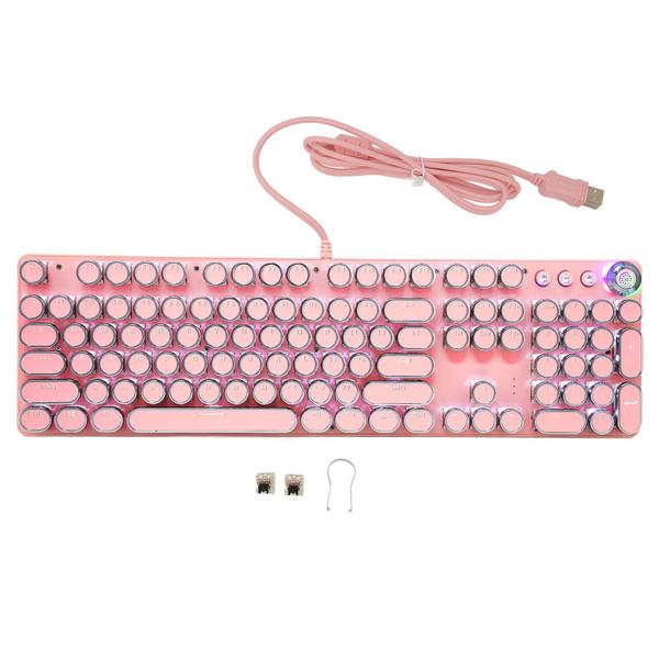 Imagem de Teclado para jogos Acogedor Pink Punk Mechanical com luz de fundo