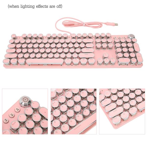 Imagem de Teclado para jogos Acogedor Pink Punk Mechanical com luz de fundo