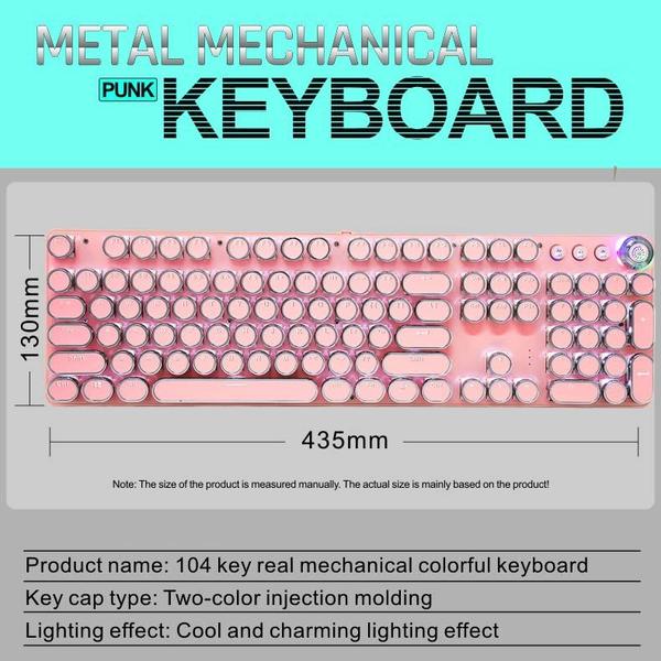 Imagem de Teclado para jogos Acogedor Pink Punk Mechanical com luz de fundo