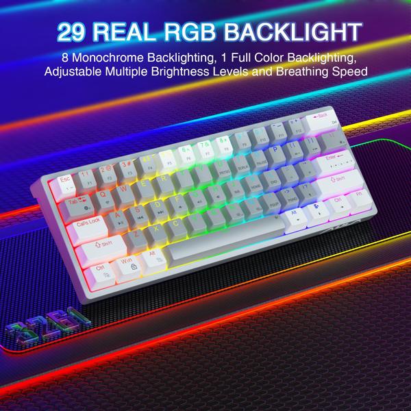 Imagem de Teclado para jogos AULA 60 por cento com fio mecânico RGB azul