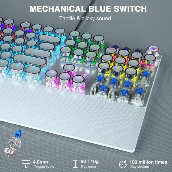 Imagem de Teclado para jogos AULA F2088 Estilo de máquina de escrever com LED arco-íris