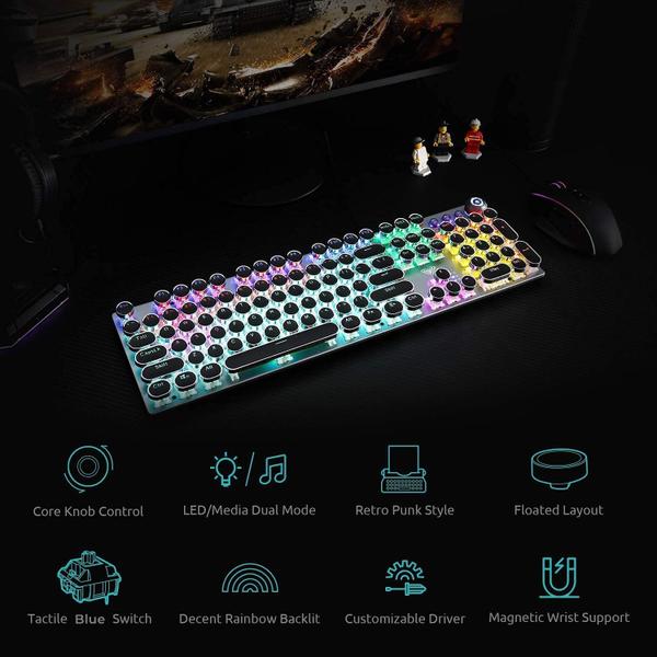 Imagem de Teclado para jogos AULA F2088 Typewriter Style Blue Switches