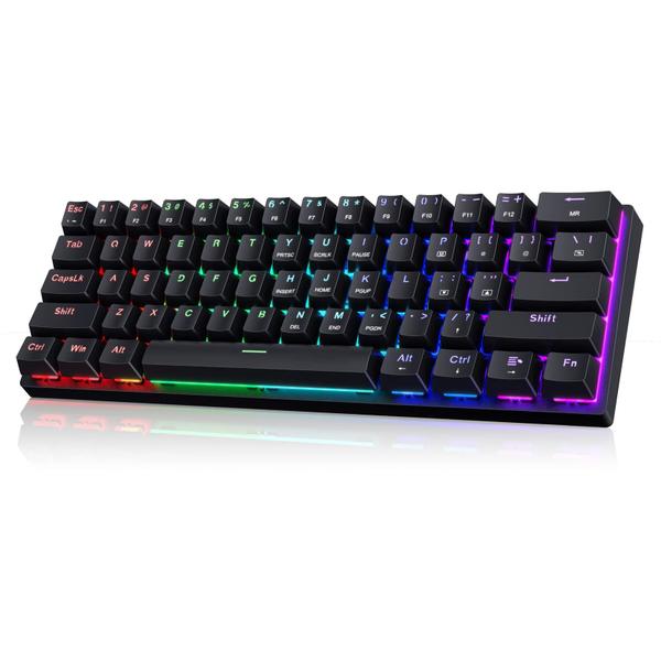 Imagem de Teclado para jogos CACKBIRD, 61 teclas, interruptores azuis, retroiluminado por LED